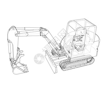 带有 Actor 的小型 Treactor 草图 韦克托拖拉机工程蓝图运输力量绘画车辆挖掘机草稿工程师图片