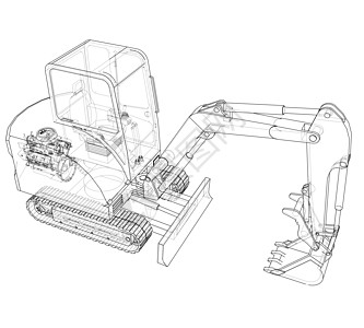 带有 Actor 的小型 Treactor 草图 韦克托陆地车辆机械矿业蓝图力量履带挖掘机绘画创造力图片