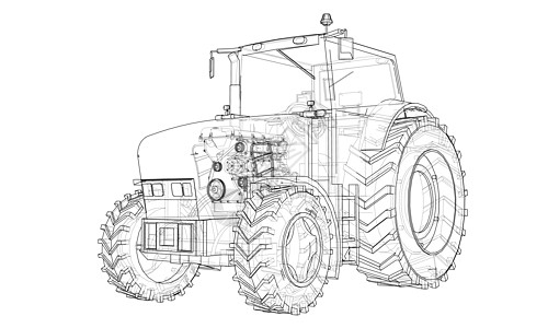 农用拖拉机概念 韦克托收成插图小麦绘画技术车辆力量农场草图车轮图片