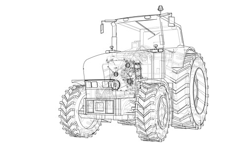农用拖拉机概念 韦克托机器车辆技术植物运输农民农业园艺家车轮收成图片