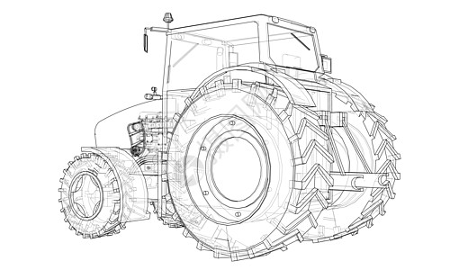 农用拖拉机概念 韦克托车辆农场草图车轮收成小麦运输力量园艺家收获图片