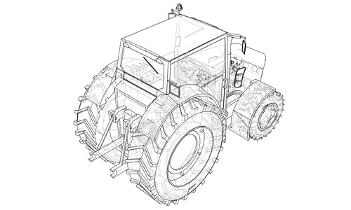 农用拖拉机概念 韦克托草图车轮农业力量运输收成机械收获收割机小麦图片