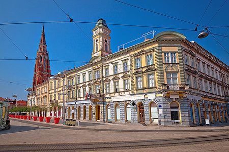 Osijek主广场和大教堂街道视图图片