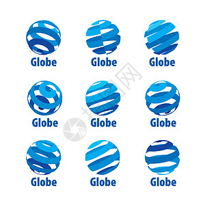 矢量标志 glob丝带行星身份网络蓝色互联网全球标签技术商业图片
