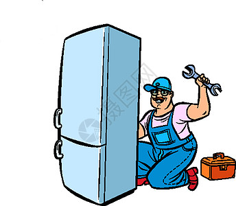 冰箱维修师傅厨房家装修理工工人服务工作服机器紫色工匠成人图片
