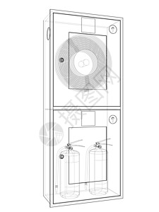 消防软管柜中的消防员工具 韦克托盒子消防队员警报草图管道墨水预防救援消防栓案件图片