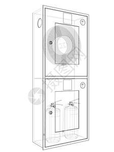 消防软管柜中的消防员工具 韦克托管子管道建筑内阁乐器工厂草图墨水情况消防栓图片