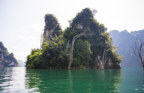 Khao SOK国家公园的景观 日落时山和湖泊国家公园热带反射假期闲暇风景环境天空旅行图片