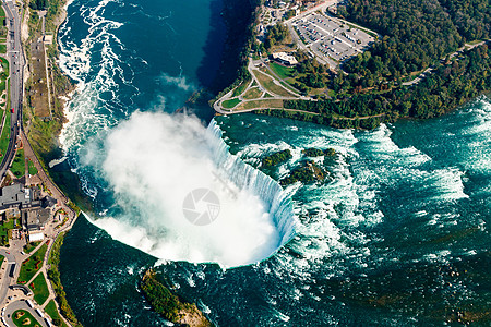 对加拿大安大略省尼亚加拉瀑布的神奇空中观察力量风景公园瀑布旅游地标薄雾旅行图片