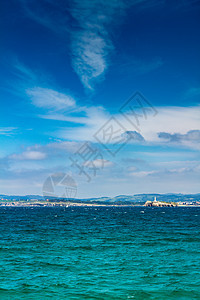 莫罗岛灯塔建筑岬角岩石海岸地标房子导航海岸线土地蓝色图片
