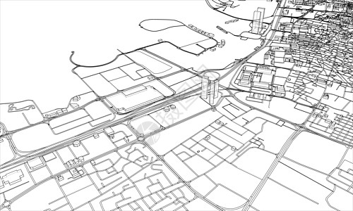 概述城市概念 线框样式草图墨水绘画房子街道建筑建筑学白色插图地平线图片