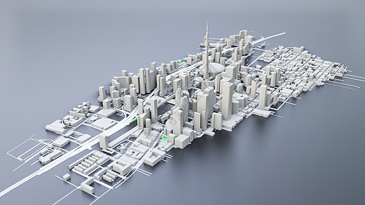 3D 未来派城市建筑摩天大楼高楼金融科幻街道景观商业技术市中心公寓图片