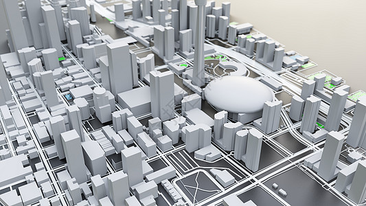 3D 未来派城市建筑商业科幻技术小说高楼渲染建筑学办公楼市中心全景图片