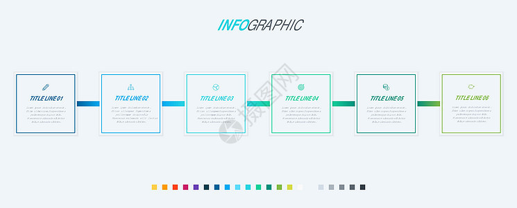 矢量信息图表时间线设计模板与矩形元素 内容 时间表 时间表 图表 工作流 业务 信息图表 流程图 6 个步骤信息图表图片