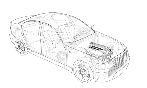 概念车  3 的矢量渲染机械草图工程引擎保险杠框架运输插图技术车轮图片