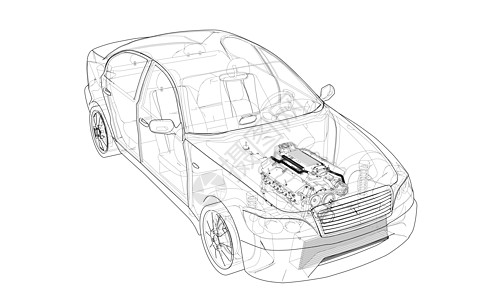 概念车  3 的矢量渲染保险杠发动机陈列室运输绘画技术工程引擎机器车轮图片