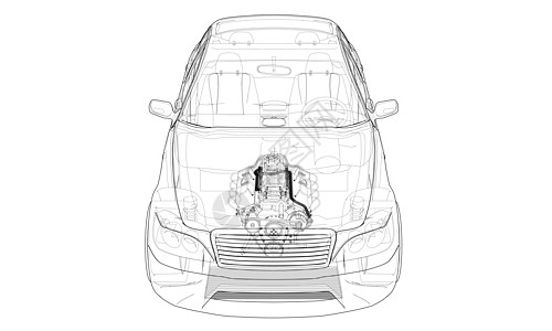 概念车  3 的矢量渲染数字化驾驶陈列室工程发动机机械机器绘画保险杠草图图片
