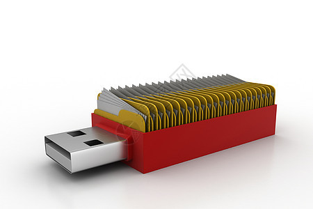 Usb 文件夹概念软件笔记本数据目录记忆驱动器芯片电子内存电脑图片