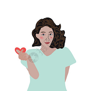 亚洲女孩用手表现出韩国的爱意 手指折叠成心脏符号 红心 白色背景图片