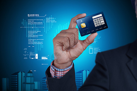 以彩色背景显示信用卡的生意人身份销售货币金子债务金融商业消费者商务现金图片