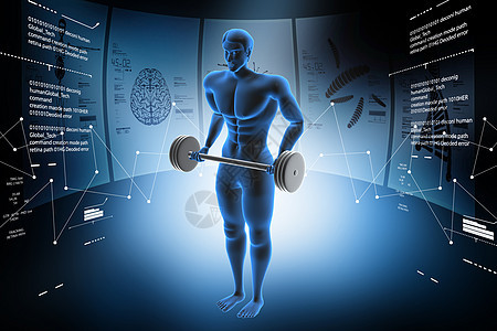 适合性概念力量手臂男性肌肉健美身体数字腹肌男人健身房图片