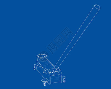 大纲地板千斤顶 韦克托车库绘画机械维修配件工业草图插图升降机杠杆图片