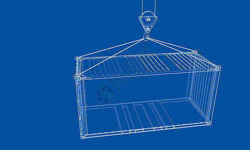 货物集装箱 线框样式商业货运包装金属出口贮存仓库插图商品加载图片