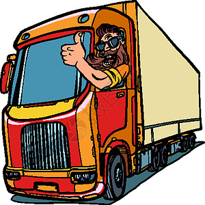 卡车司机 留胡子的男人对你竖起大拇指拇指货物胡须成人手势微笑货代职业车辆潮人图片
