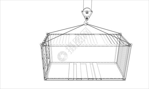 货物集装箱 线框样式办公室运输卡通片出口商业仓库工业商品货运金属图片