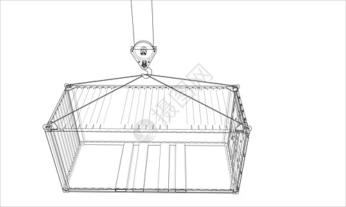 货物集装箱 线框样式船运商业货运卡通片插图起重机仓库工业办公室商品图片