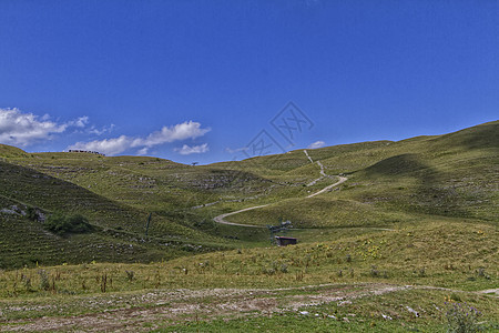 美丽的蓝色天空的山地全景背景图片