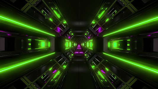 飞航走廊通过 vj环3d 显示绿色紫色的紫色光辉图示隧道科幻3d场景小说空间墙纸光芒插图辉光图片