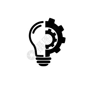灯泡图标 有COg符号的灯泡插图机器思考技术工程电气车轮齿轮力量创造力图片