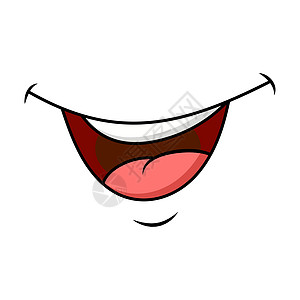whi 上孤立的微笑嘴和舌头孤立的卡通设计图片