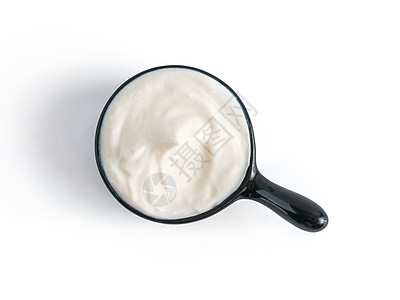 白底孤立的一碗酸奶油奶制品美食小路高架烹饪食物小吃产品平铺敷料背景图片