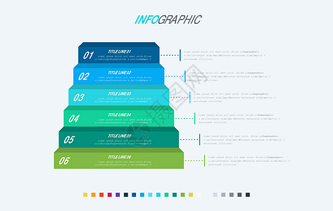 信息图表模板  6 个选项的楼梯设计 颜色漂亮 演示文稿的矢量时间轴元素图片