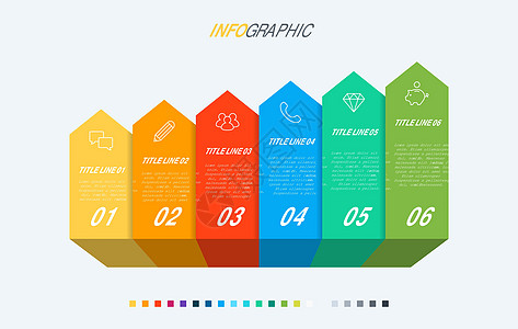 矢量信息图表时间线设计模板与图形元素 内容 时间表 时间表 图表 工作流 业务 信息图表 流程图 6 个步骤信息图表图片