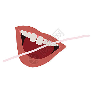 用牙线张开嘴图片