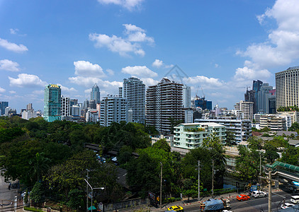 Bangkok城市和现代办公大楼及Airia v的花园天空摩天大楼阴影住宅高楼市中心观光景观首都日落图片