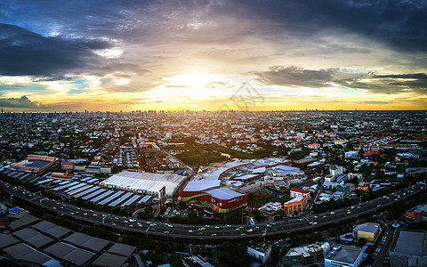 空中风景中的Bangkok城市高楼城市日落公寓地标商业城市化社论景观天空图片