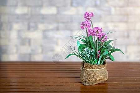 在木桌和阳光的花瓶里 紧闭许多粉红色花朵叶子乡村木头雏菊花束房子房间桌子薰衣草紫色图片