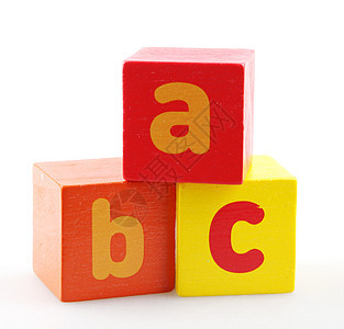 白色背景的 Wooden 字母区块幼儿园凸版玩具英语立方体乐趣婴儿打印孩子们童年图片
