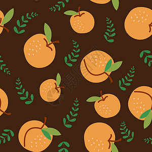 简单无缝图案 有杏子和棕色树叶图片