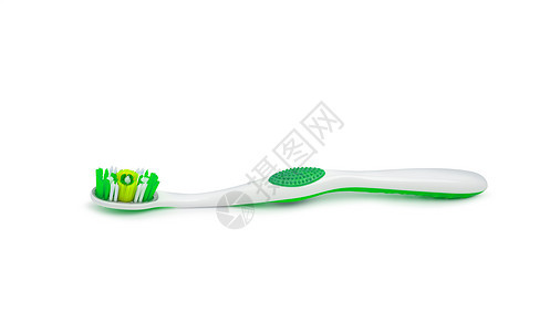 白色背景上孤立的牙刷洗涤化妆品擦洗牙科工具刷子塑料预防卫生背景图片