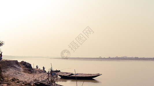 贾兰吉河侧视图 印度乡村风景摄影 典型的农村场景描绘了印度简单的农村生活 是这条河的当地名称 纳迪亚 (西孟加拉邦)图片