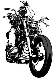 来自帮派的摩托车手绘画头盔草图俱乐部黑与白自由男人刑事旅行速度图片