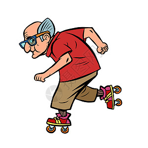 参加运动的老人滑溜冰图片