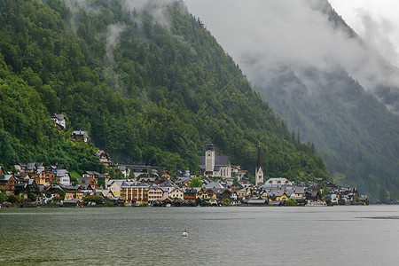 奥地利Hallstat 视图旅行历史性建筑物村庄游客建筑学房子高山假期世界图片