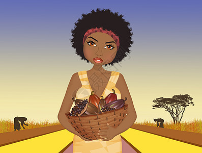 非洲妇女种植可可女士工人农业篮子香气栽培情调咖啡爆炸植物图片