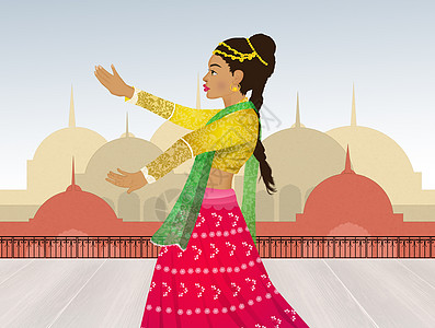 跳舞的女孩 印度宝莱坞展示插图舞蹈家情感仪式民俗学女士文化戏服舞蹈图片
